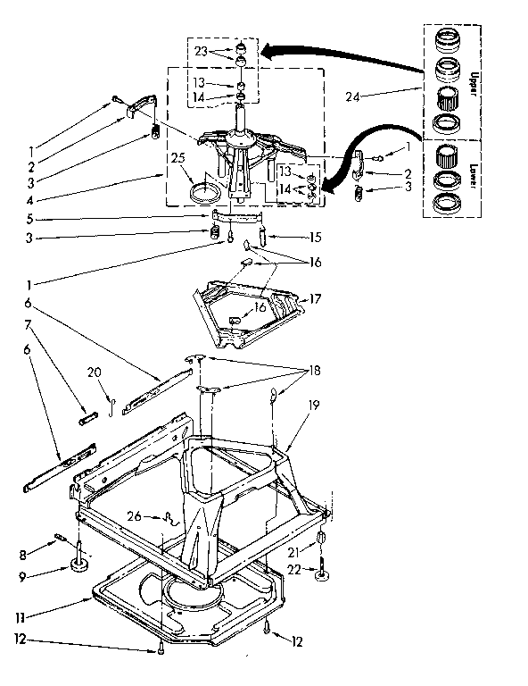 Kenmore 11081675700 machine base parts diagram