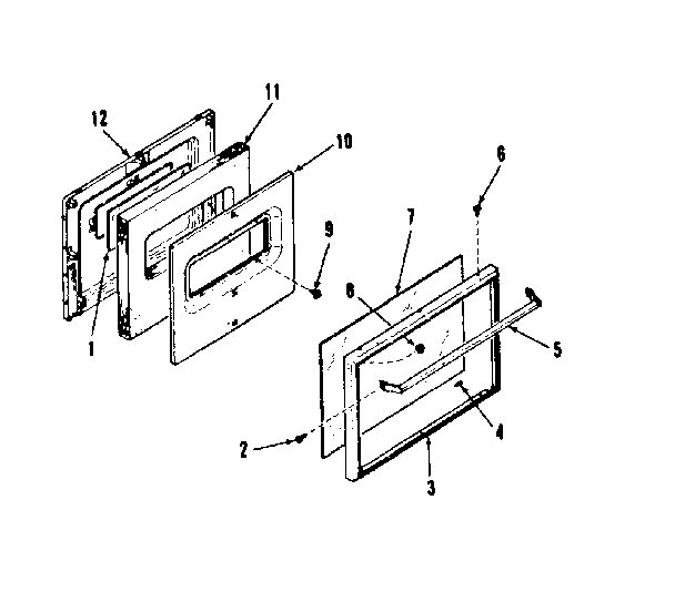 Kenmore 9116348413 oven door section diagram