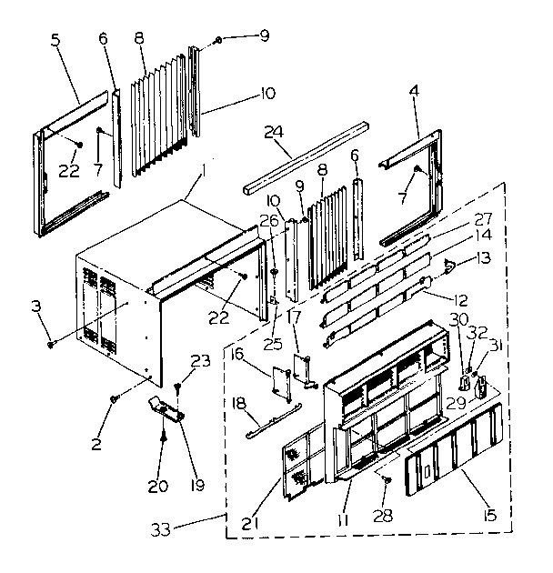 Kenmore 2538751291 cabinet and front panel parts diagram