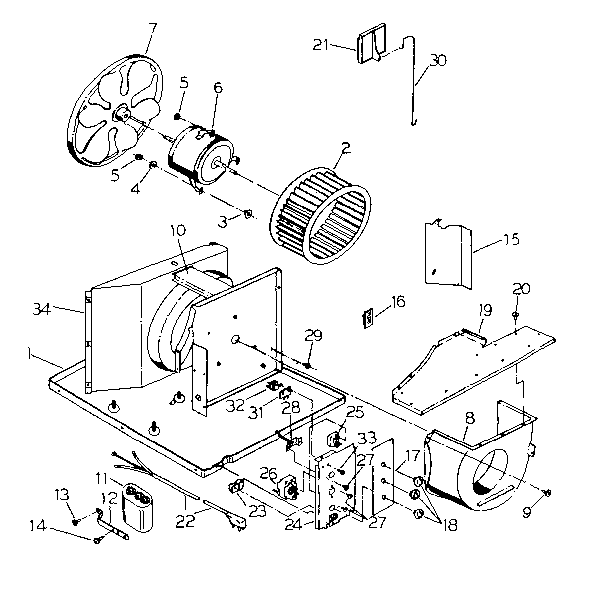 Kenmore 2538751291 electrical system and air handling parts diagram