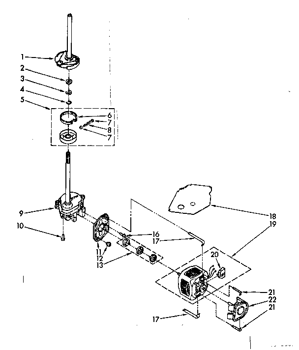 Kenmore 11081662300 brake, clutch, gearcase, motor and pump parts diagram