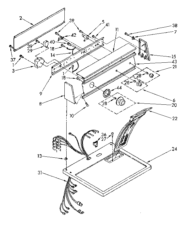 Kenmore 11087670100 top and console parts diagram