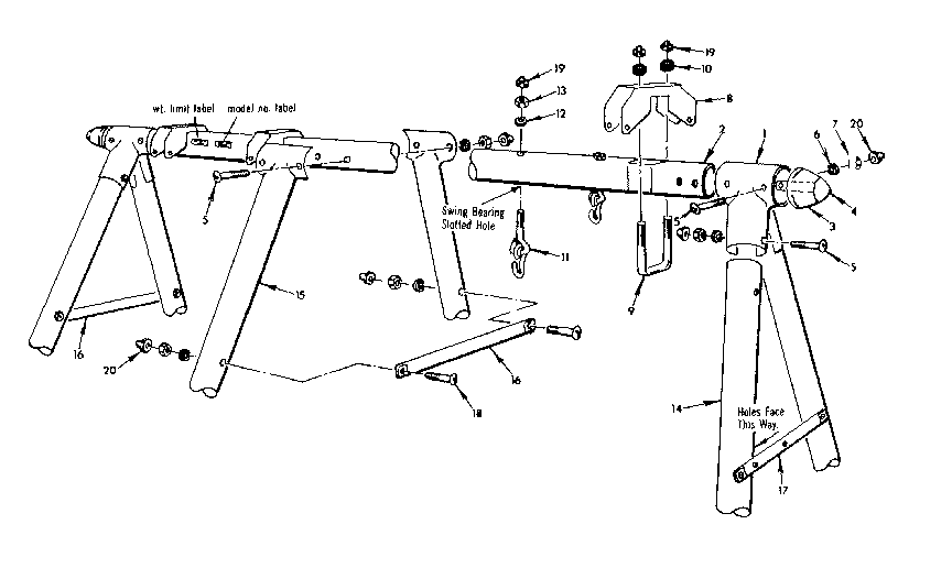 Sears 70172049-0 frame assembly no. 118 open parts bag no. 4944050 diagram