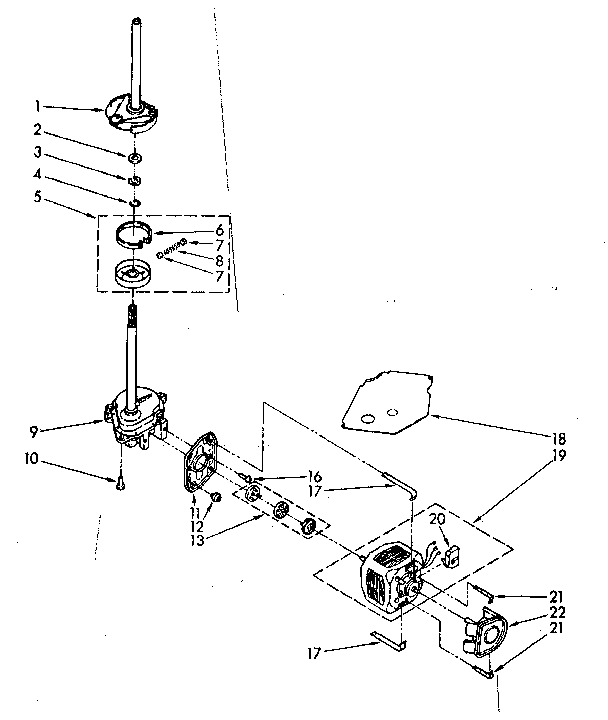 Kenmore 11081664600 brake, clutch, gearcase, motor and pump parts diagram