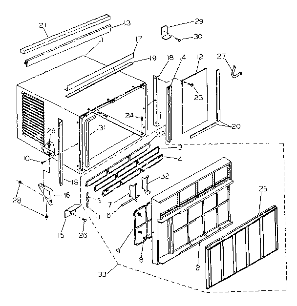 Kenmore 2537797135 cabinet and front panel parts diagram