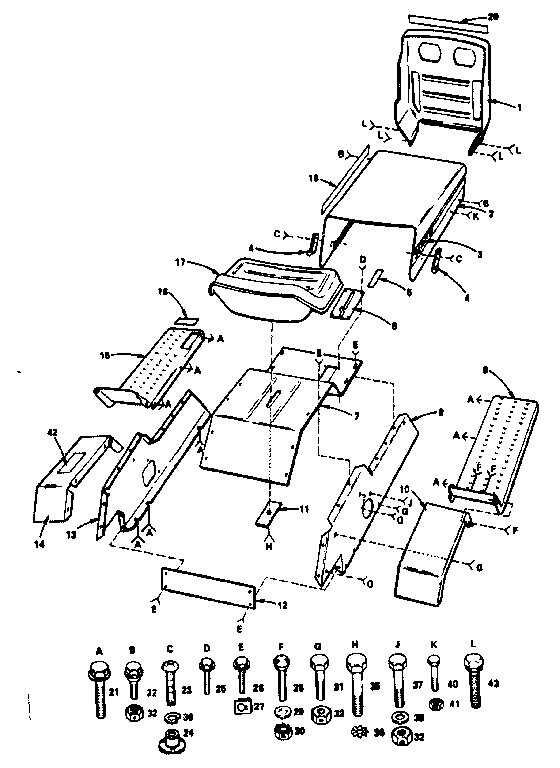 Craftsman 917255412 fender, hood and grill diagram