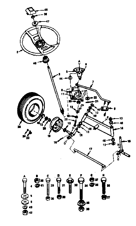 Craftsman 917255412 steering and front axle diagram