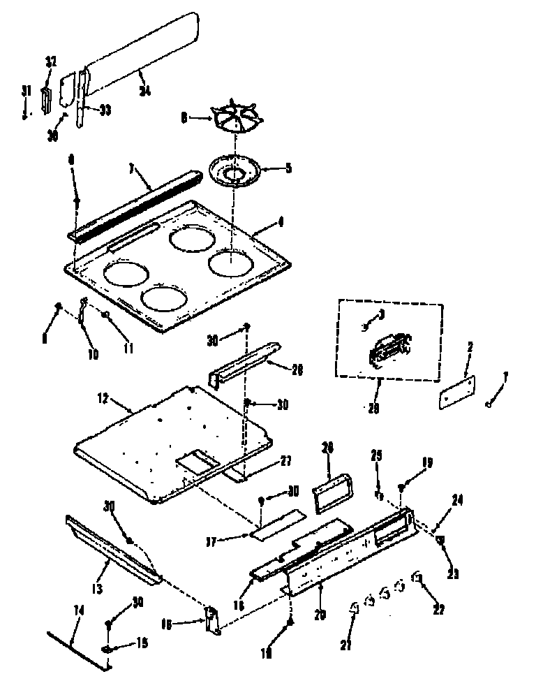 Kenmore 9113658690 main top section diagram