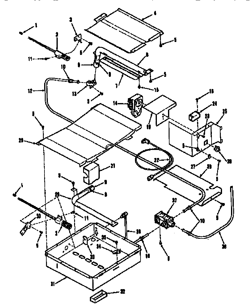 Kenmore 9113658690 broiler & oven burner section diagram