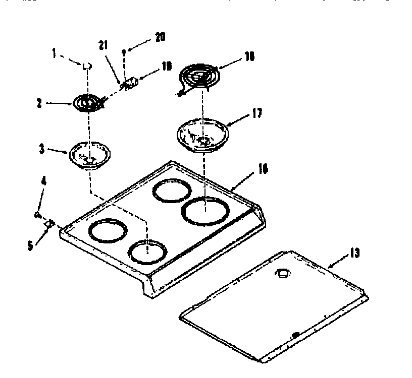 Kenmore 9116258610 main top section diagram
