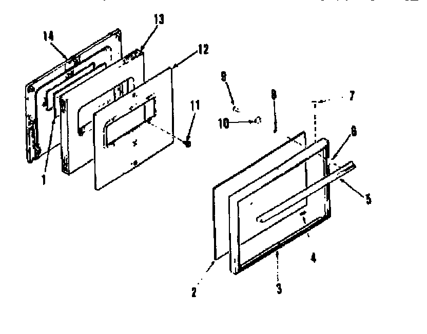 Kenmore 9116258610 oven door section diagram