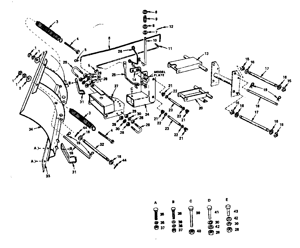 Craftsman 486254020 sears 46 inch dozer-model number 486.254021 diagram
