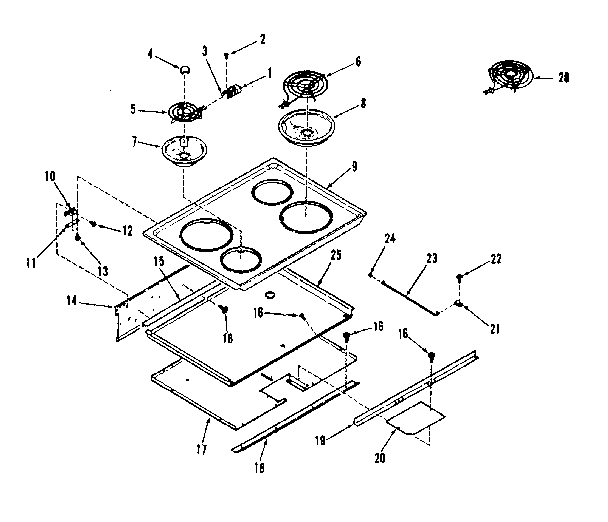 Kenmore 9114558690 main top section diagram