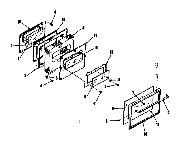 Kenmore 9114558690 oven door section diagram