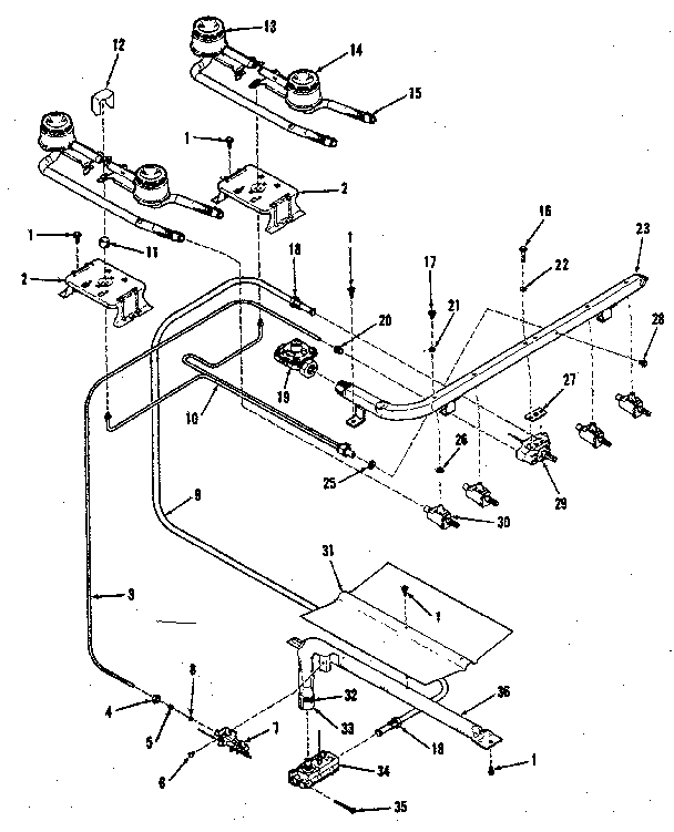 Kenmore 9117128610 illustration for burner section diagram