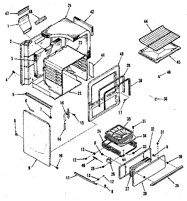 Kenmore 9117128610 illustration for body section diagram