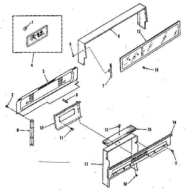 Kenmore 9117378610 illustration for backguard section diagram