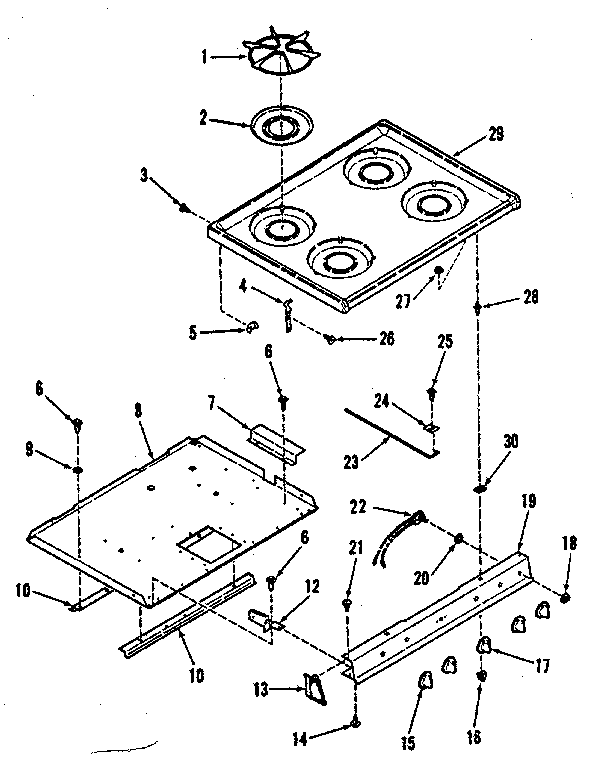 Kenmore 9117378610 illustration for main top section diagram
