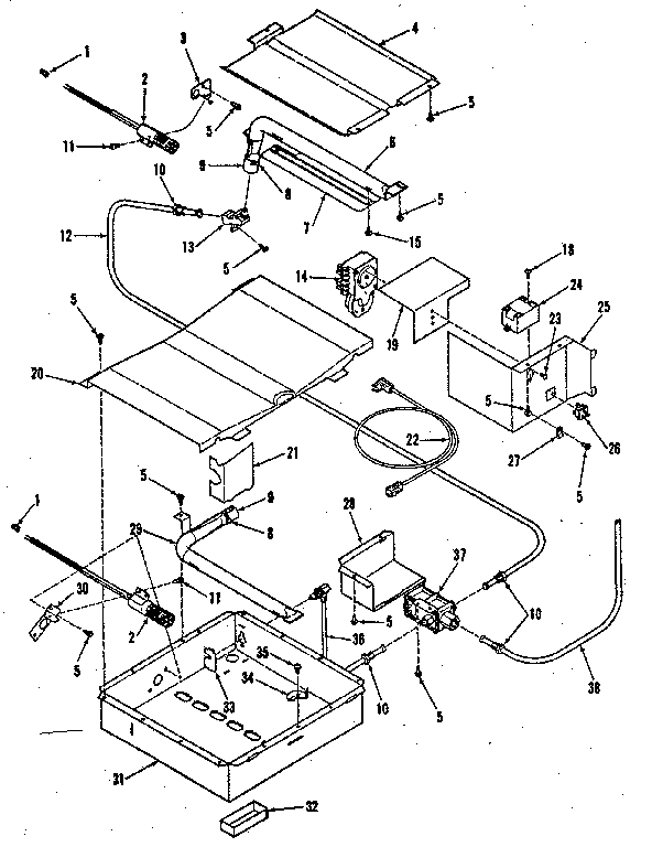 Kenmore 9117378610 illustration for broiler & oven burner section diagram
