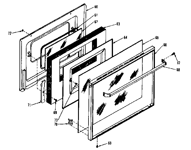 Kenmore 1197478011 oven door section diagram