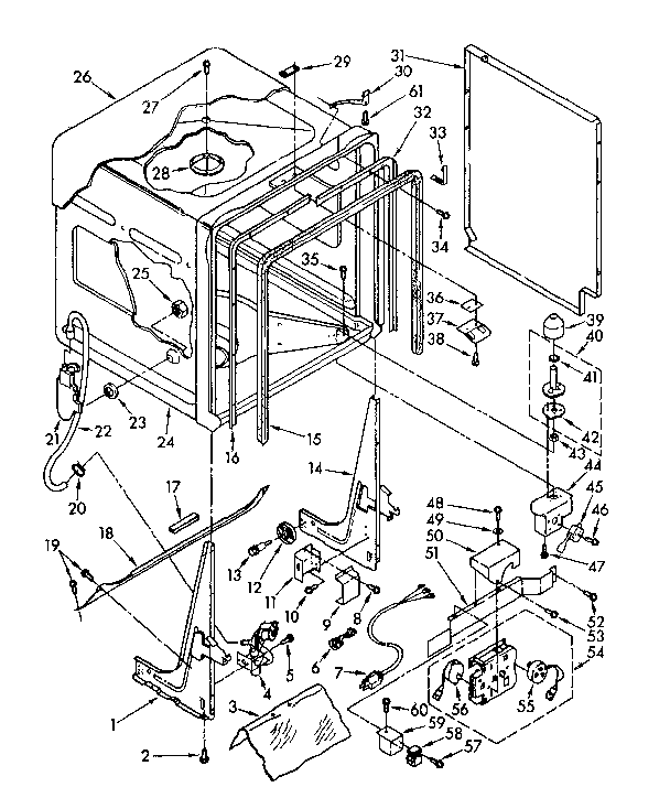 Kenmore 6651586580 tub and rapid advance timer parts diagram