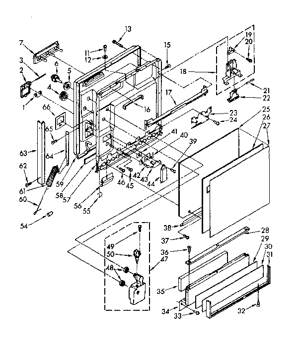 Kenmore 6651586580 door and toe panel parts diagram