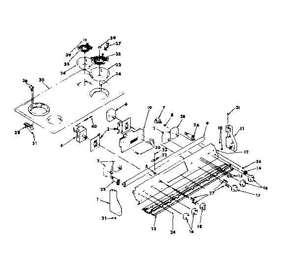 Kenmore 6286668391 control panel and cooktop assemblies diagram