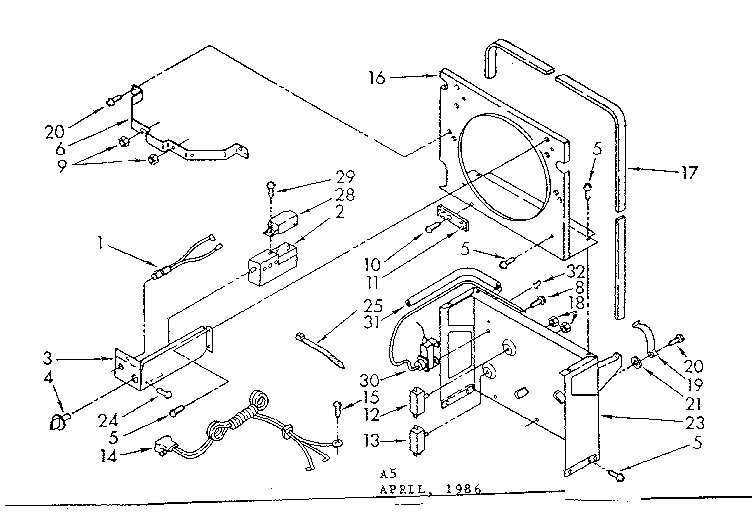 Kenmore 106855300 frame and control parts diagram