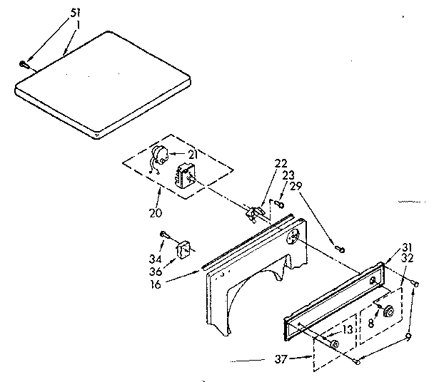 Kenmore 11089390830 top and console parts diagram