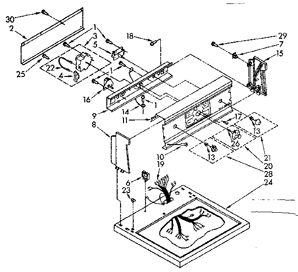 Kenmore 11086379630 top and control panel parts diagram