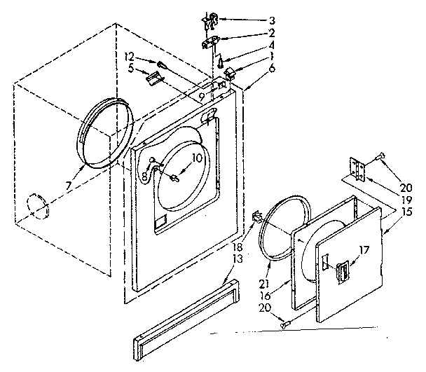 Kenmore 11086379630 front panel and door parts diagram