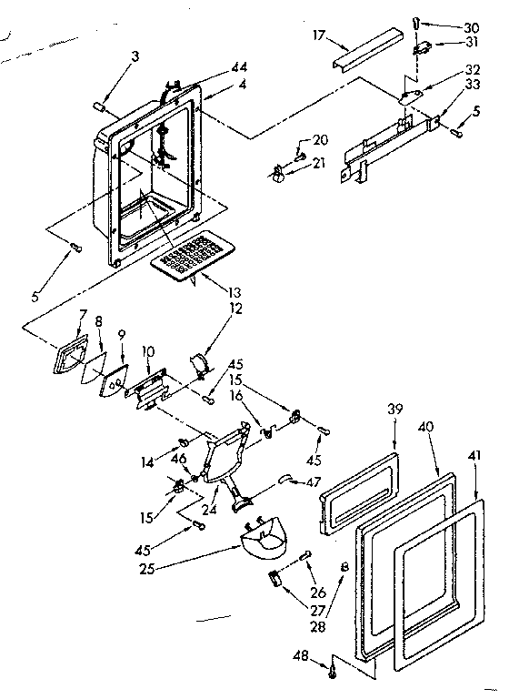 Kenmore 1068562370 dispenser front parts diagram