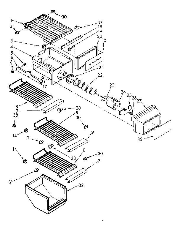 Kenmore 1068562370 freezer interior parts diagram