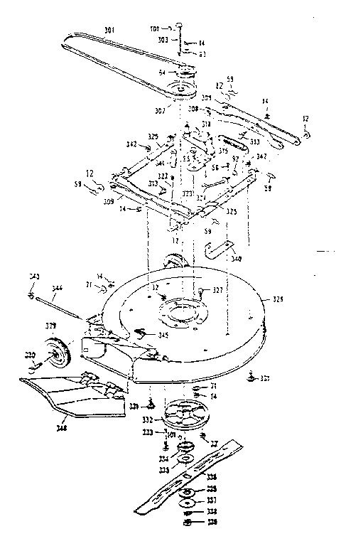 Craftsman 50281373 complete mower housing no. 400185 diagram