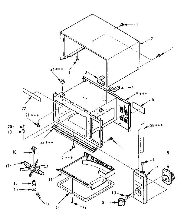 Kenmore 5658701080 cabinet and control panel parts diagram