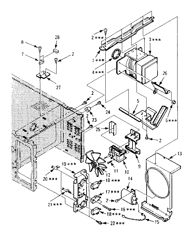 Kenmore 5658701080 switches and microwave parts diagram
