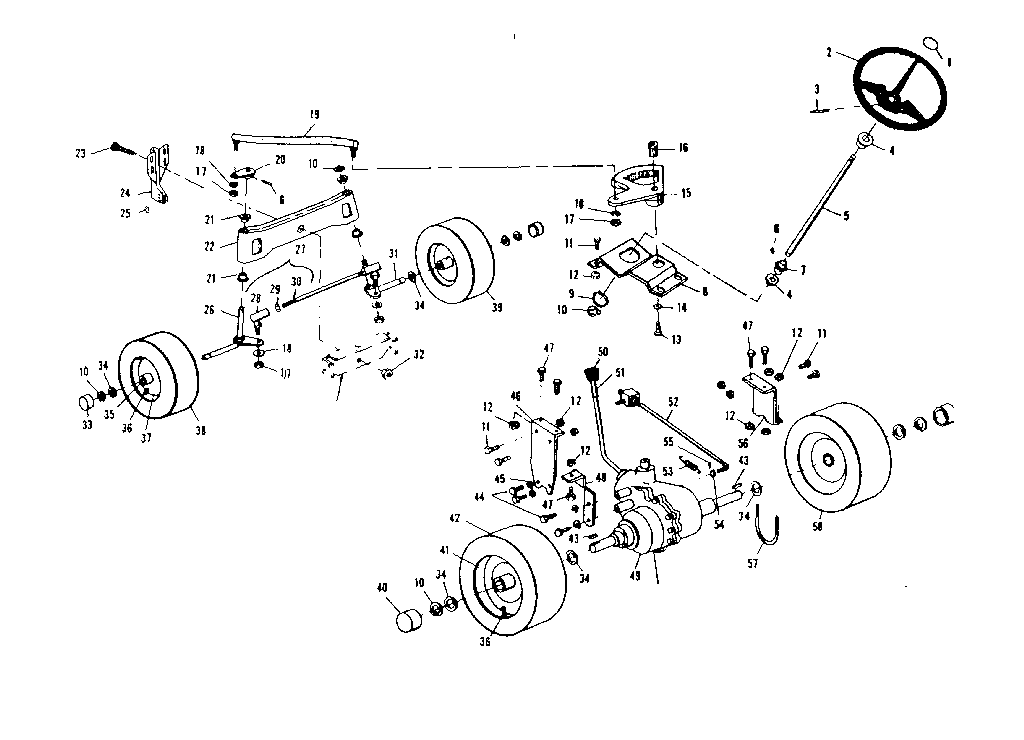 Craftsman 536255210 steering and front axle diagram