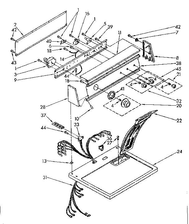 Kenmore 11087681600 top and console parts diagram