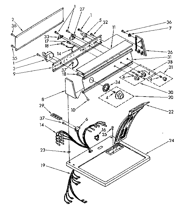 Kenmore 11086681100 top and console parts diagram