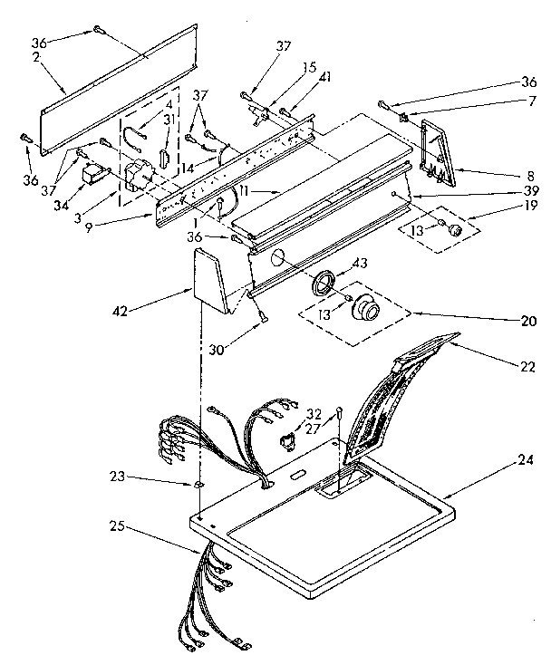 Kenmore 11086467600 top and console parts diagram