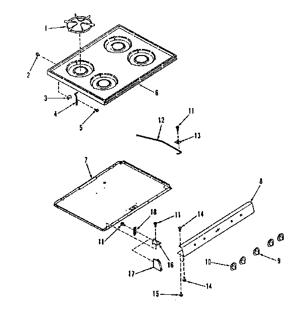 Kenmore 9117238710 main top section diagram