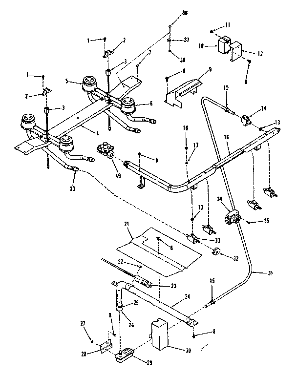 Kenmore 9117238710 burner section diagram