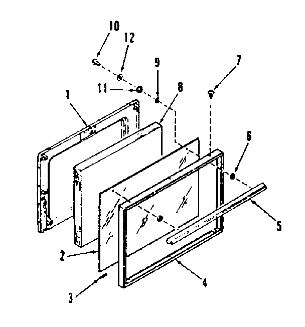 Kenmore 9117238710 oven door section diagram