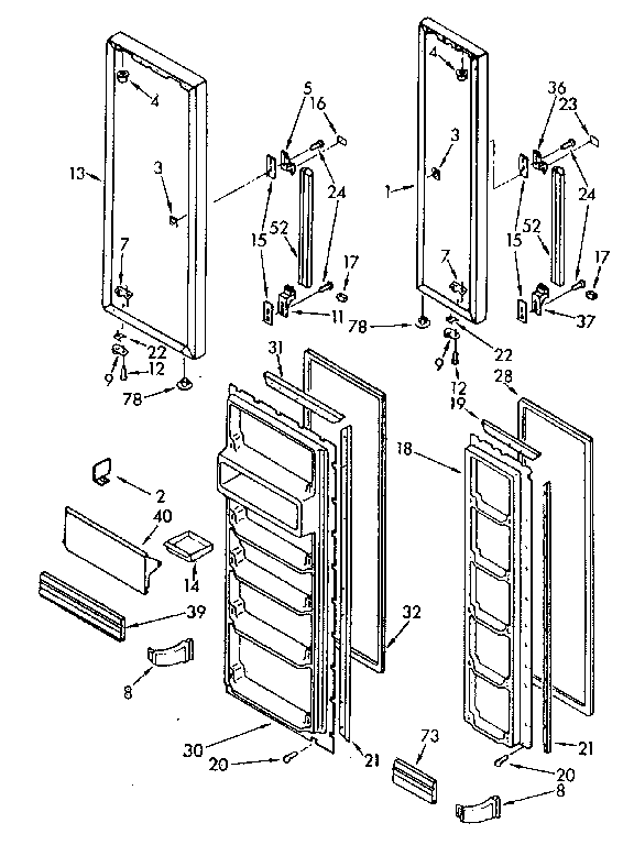 Kenmore 1068572480 door parts diagram