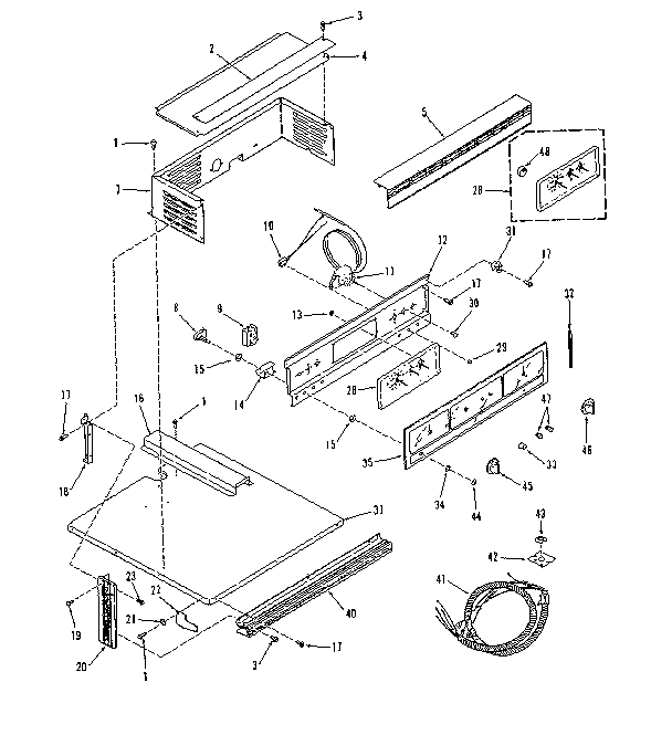 Kenmore 2784228690 control panel section diagram