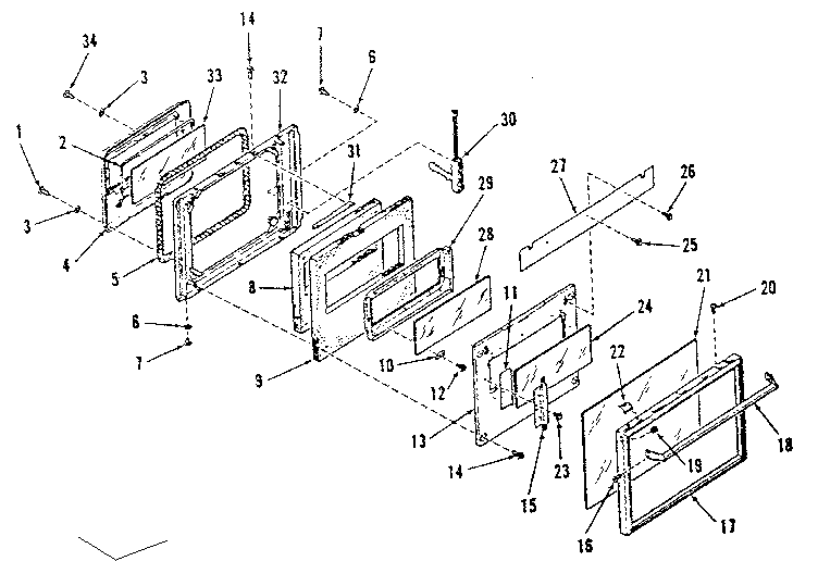 Kenmore 2784298690 upper oven door section diagram