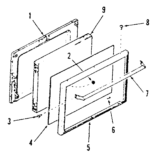 Kenmore 9114538612 oven door section diagram