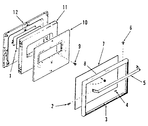 Kenmore 9114538612 oven door section diagram