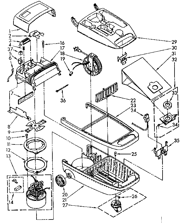 Kenmore 1162497580 vacuum cleaner parts diagram