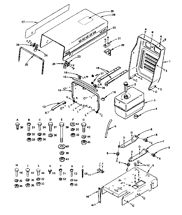 Craftsman 91725160 engine mount, hood & grill diagram